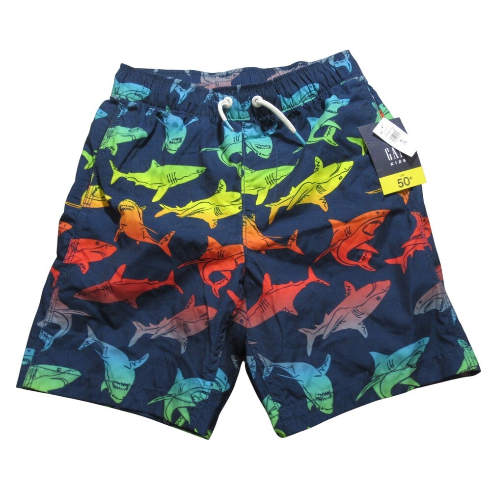 NWT Gap Boys Swim Trunks XL x 7‎ Multicolored Graphic Stretch 100%